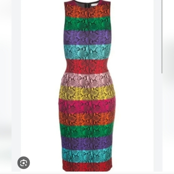 Alice + Olivia Delora Rainbow Snake Print Midi Dress Size 0 NWT $395 - Picture 3 of 14